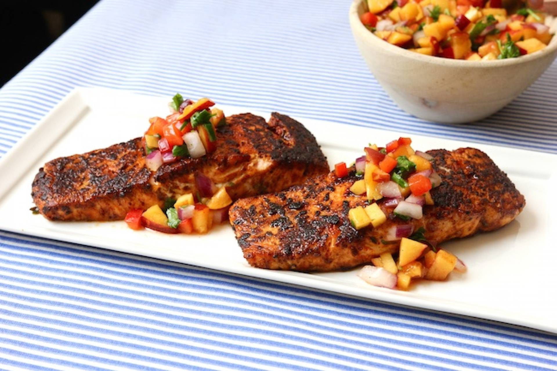Salmon Peach Salsa Bowl